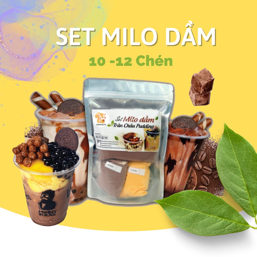 Set Milo Dầm, Ca Cao Dầm Tặng Kèm Công Thức Và Pudding - CoMi