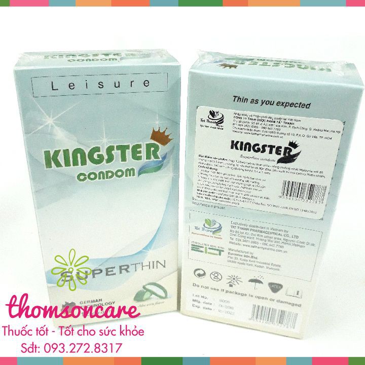 Bao cao su siêu mỏng Kingster - Xuất xứ Malaysia - Luôn che tên sản phẩm