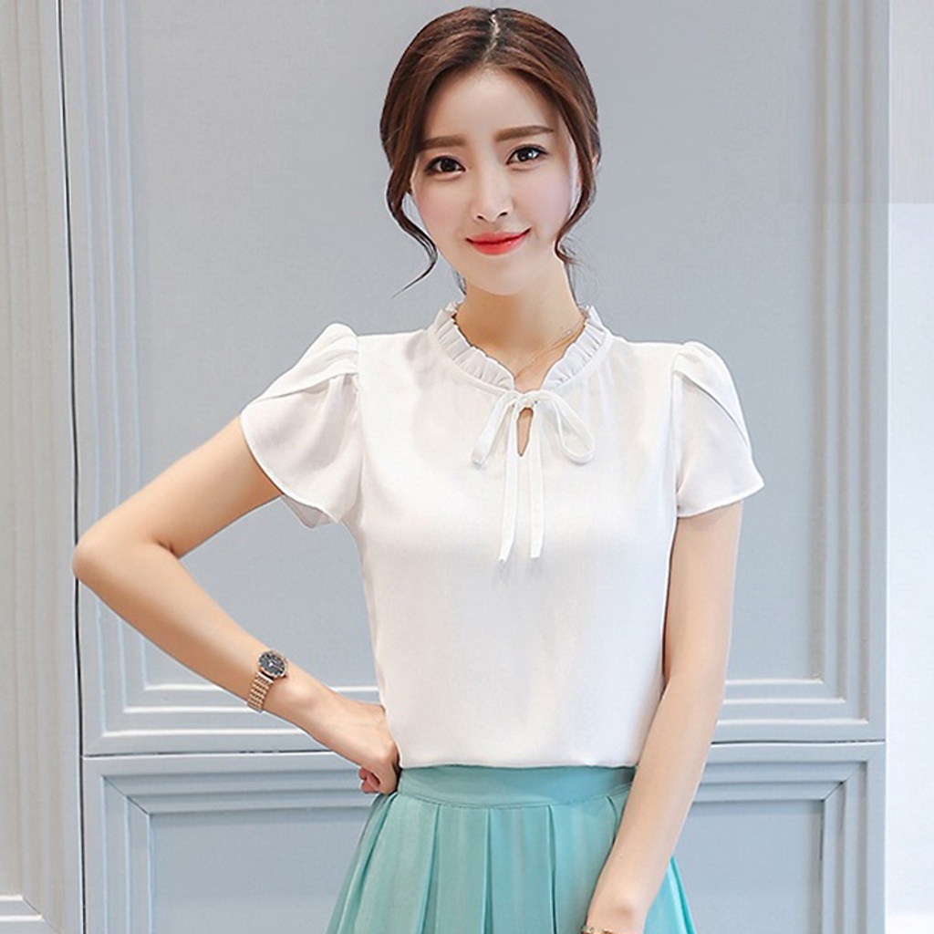 (TỔNG KHO LÂM ANH CHUYÊN SỈ) Áo sơ mi công sở nữ cổ bèo tay búp sen