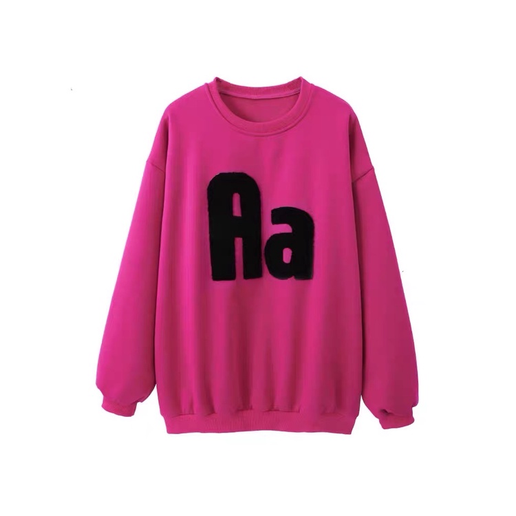 Áo hoodie oversize hồng dày chữ to cá tính thời thượng