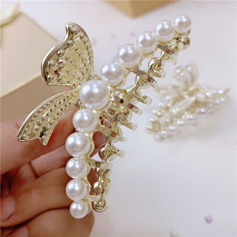 Kẹp Tóc Đuôi Ngựa Bằng Hợp Kim Hình Bướm Đính Ngọc Trai Phong Cách Hàn Quốc Cho Nữ Giá Đỡ