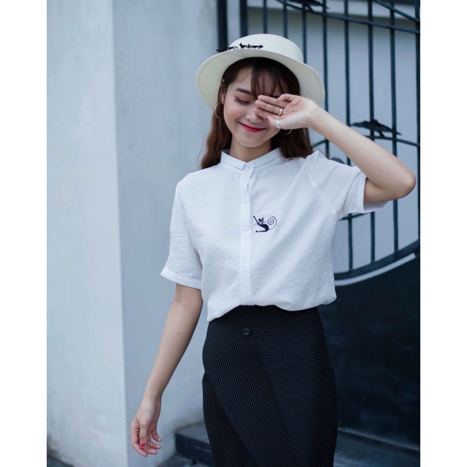 Sơ mi thêu mèo