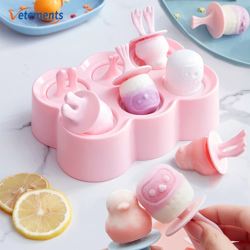 Khuôn Làm Kem/Đá Viên DIY Hình Động Vật Hoạt Hình Kèm Nắp Đậy