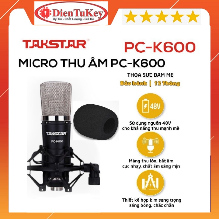 Micro thu âm TAKSTAR PC-K600 - Mic k600 là dòng cao cấp chạy nguồn 48V tương thích mọi sound card