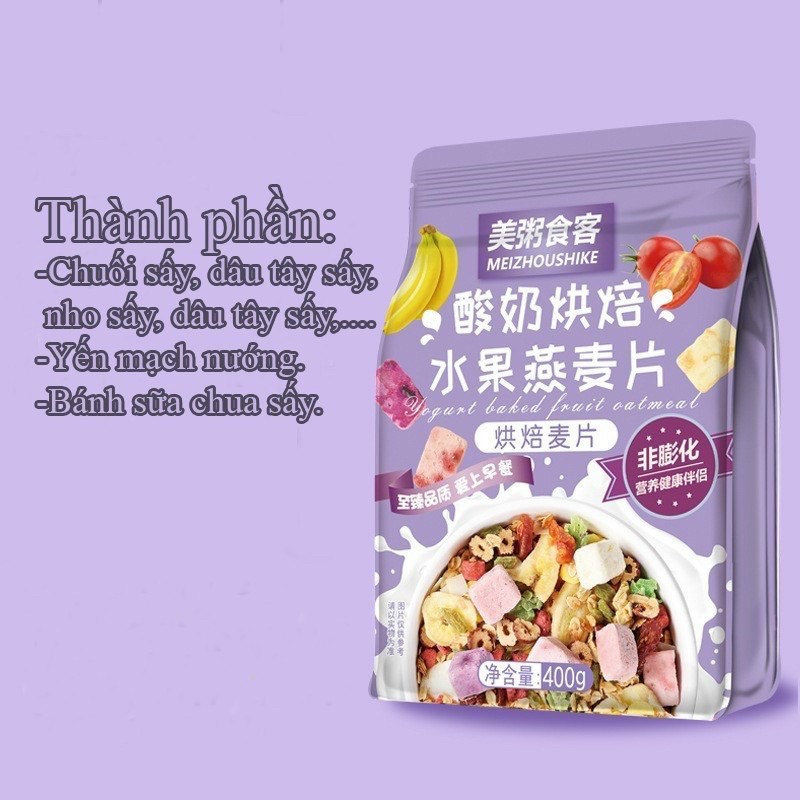 Ngũ cốc ăn kiêng nguyên hạt dinh dưỡng, yến mạch giảm cân mix trái cây khô HappyHome