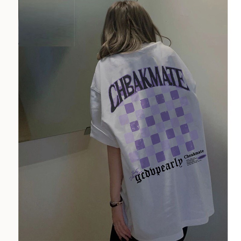 Áo thun tay lỡ caro CHEAKMATE ❤️ Áo phông oversize form rộng unisex  nam nữ - A05 - Happy Style