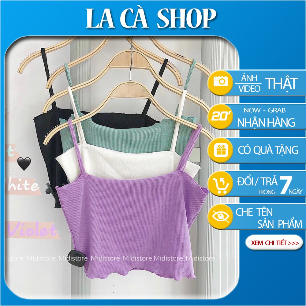 [FREESHIP50K] Áo 2 dây quấn bèo body len tăm -Áo croptop hai dây viền lượn sóng siêu xinhh