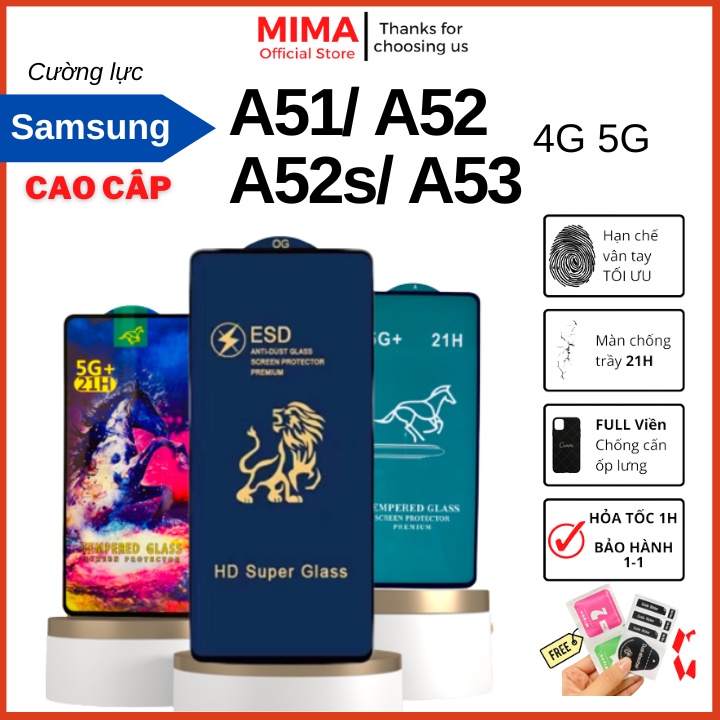 Kính cường lực Samsung A51/ A52/ A52s/ A53 4G 5G Full chống xước màn hình hạn chế bám vân tay có tặng kèm bộ dán