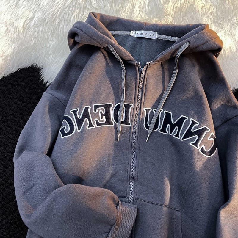 Áo Khoác Nỉ Ngoại Cnmu PEONYB Unisex [FREESHIP] Hoodie zip kiểu form rộng tay bồng in chữ vintage 3158 hàn quốc đẹp