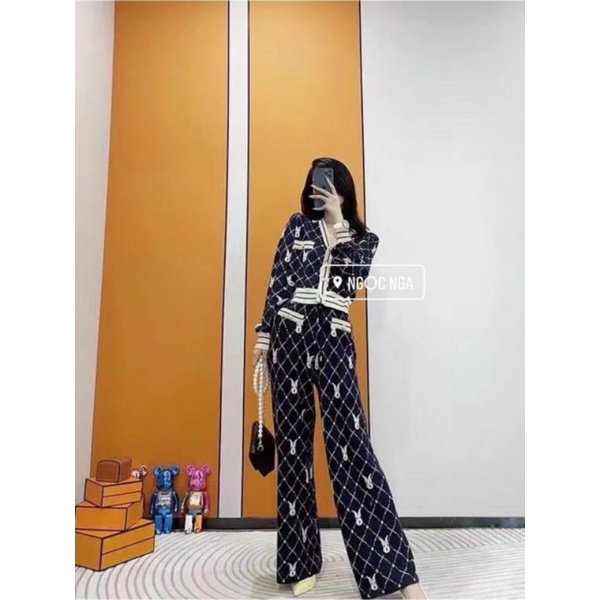 Sét len thỏ áo viền+quần suông hàng QCL1