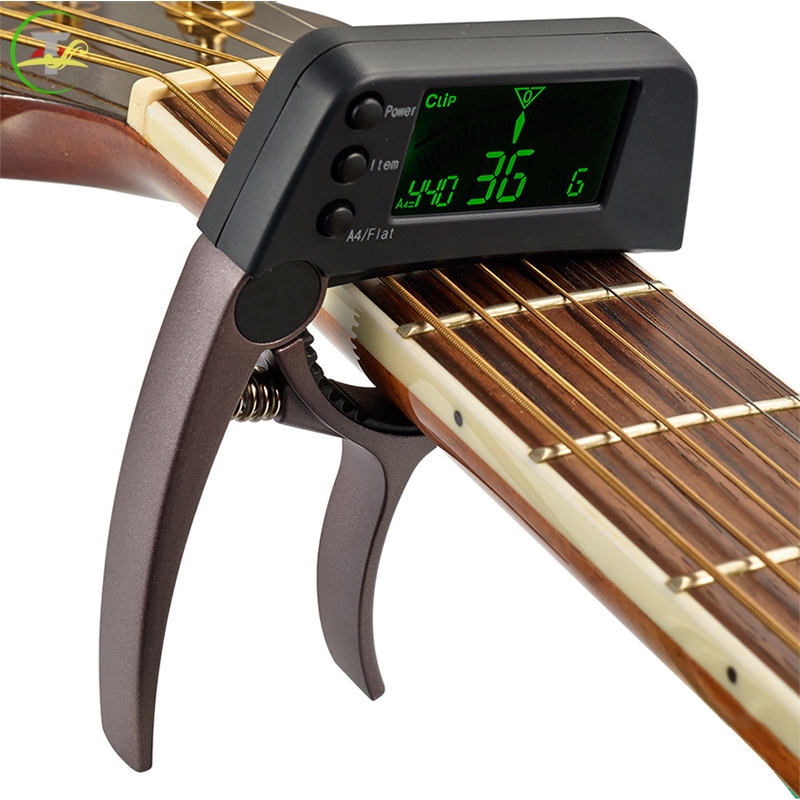 TG Guitar Capo Tuner Zinc Alloy 2 in 1 with LCD Clamping for Acoustic Folk Electric Guitar  @vn