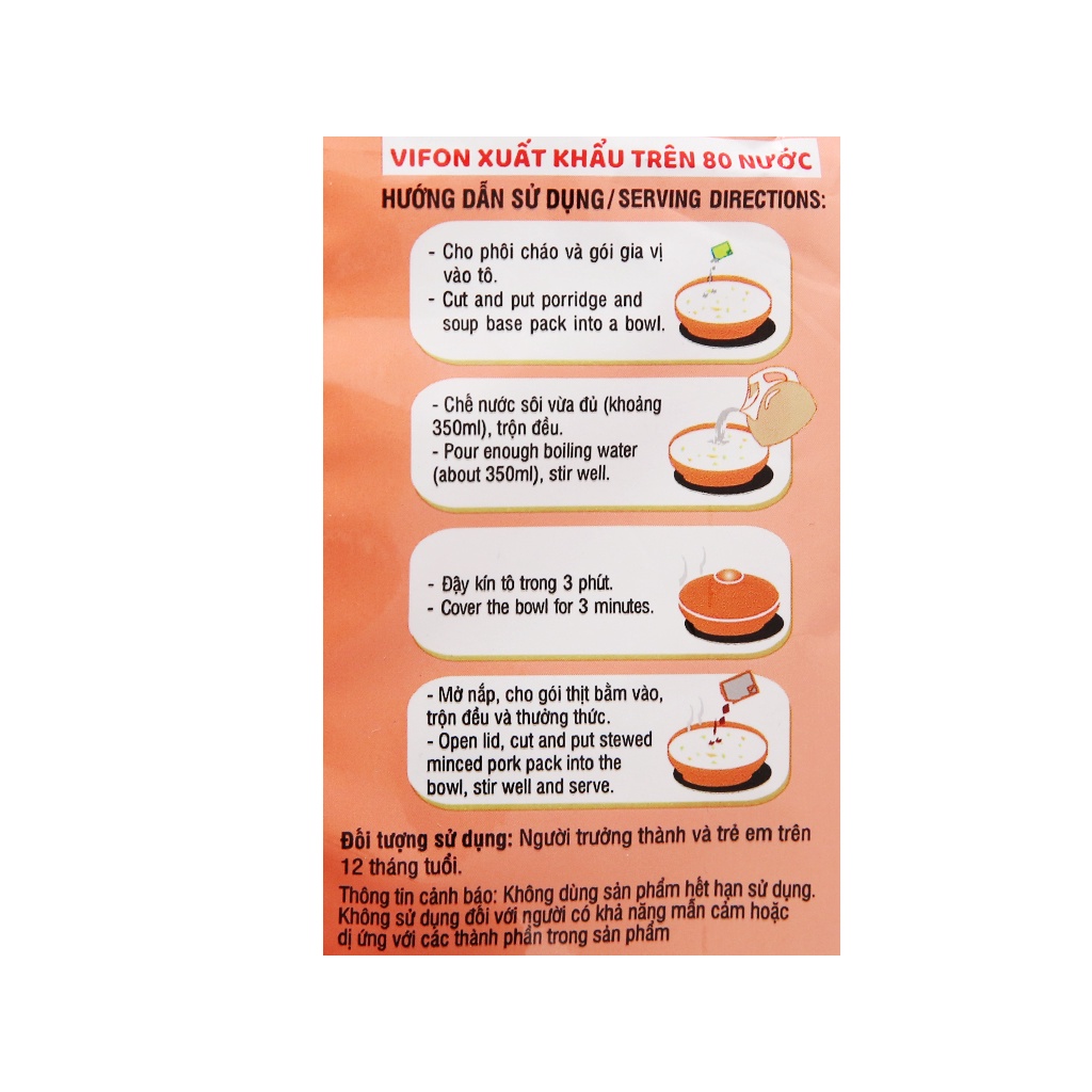 Combo 5 gói cháo thịt bằm Vifon 70g