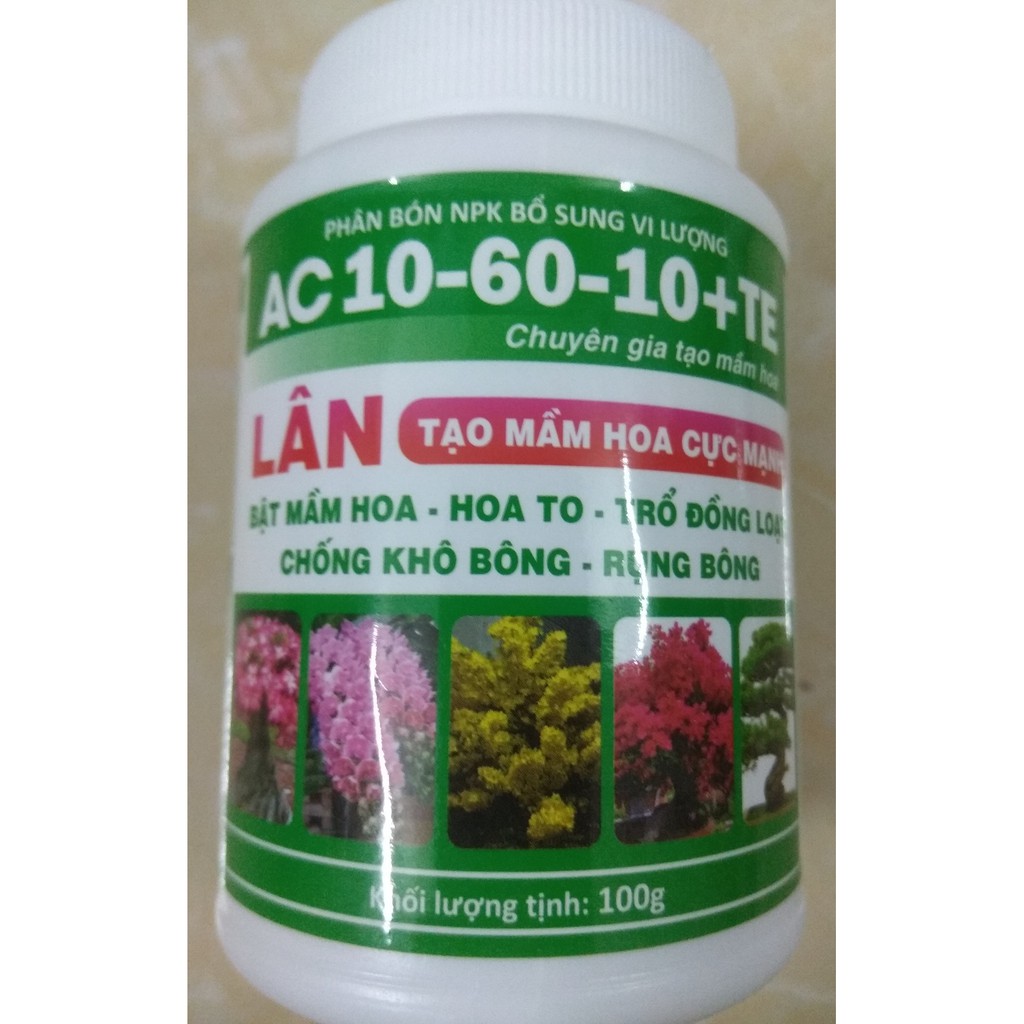Phân bón NPK bổ sung vi lượng AC 10-60-10+TE tạo mầm hoa cực mạnh - chai 100 gram