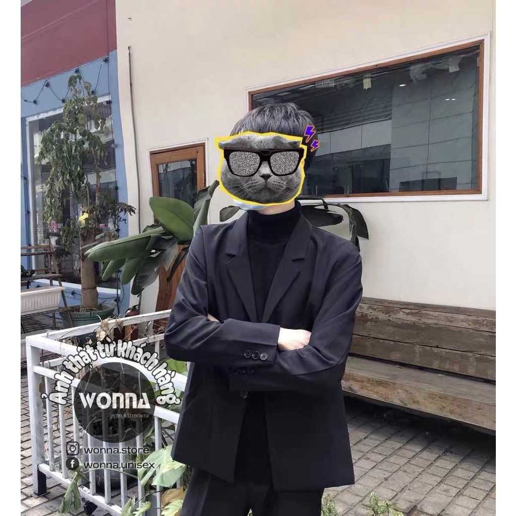 ÁO BLAZER NAM NỮ ÁO KHOÁC UNISEX PHONG CÁCH HÀN QUỐC ÁO VEST MÀU ĐEN ĐƠN GIẢN MINIMALIST BASIC CÔNG SỞ