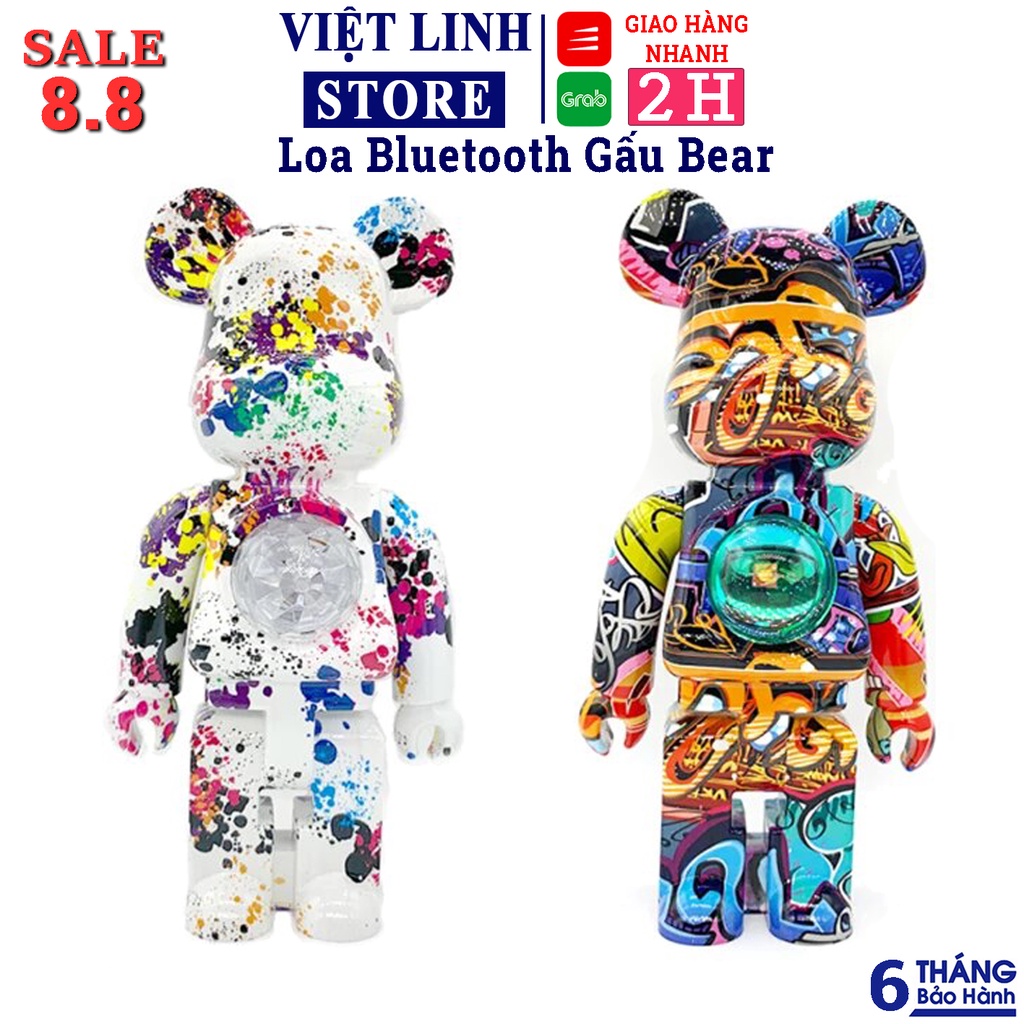 Loa bluetooth đèn gấu bearbrick sunset light, loa gấu có đèn decor