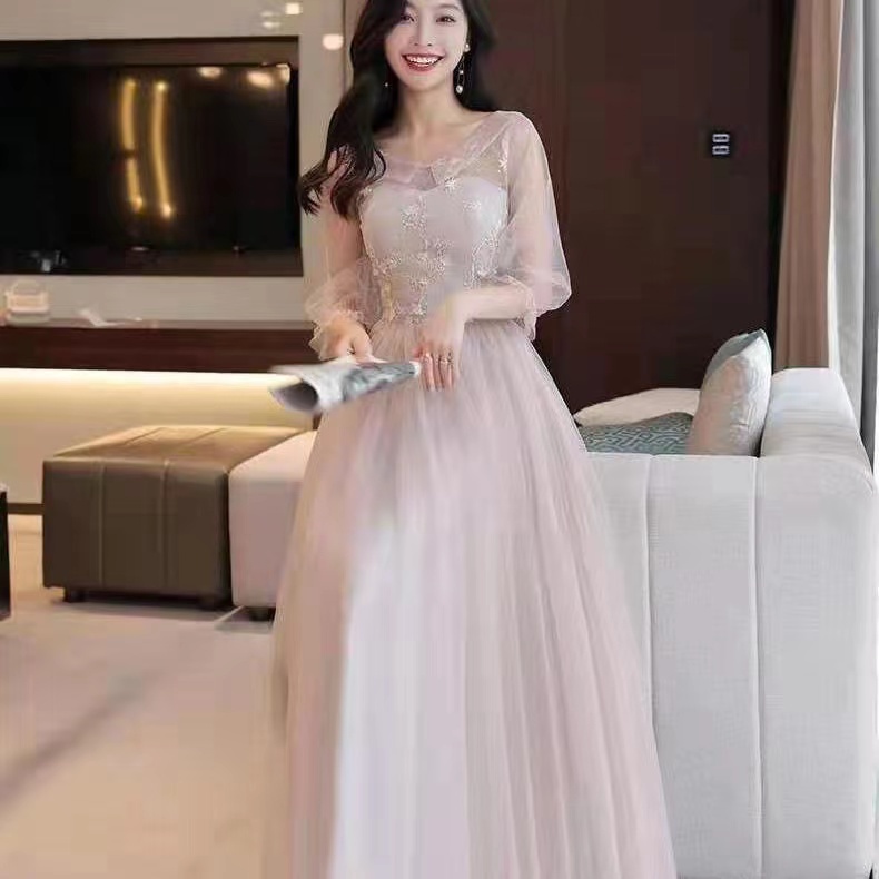 Đầm Maxi Màu Hồng Size M-XL Plus Size Cho Nữ
