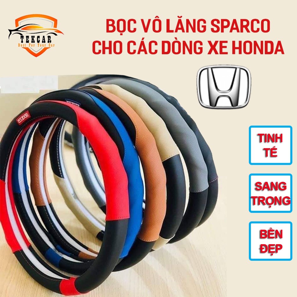 Bọc vô lăng, bọc da tay lái sparco cho xe Honda Civic, CR-V, City, Brio, HR-V, Accord, phụ kiện nội thất trang trí ô tô