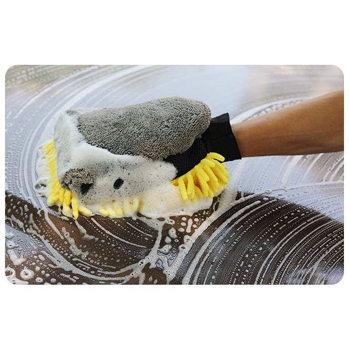 Găng tay rửa xe Waterproof Microfiber Car Wash Mitt (4IO vàng xám)