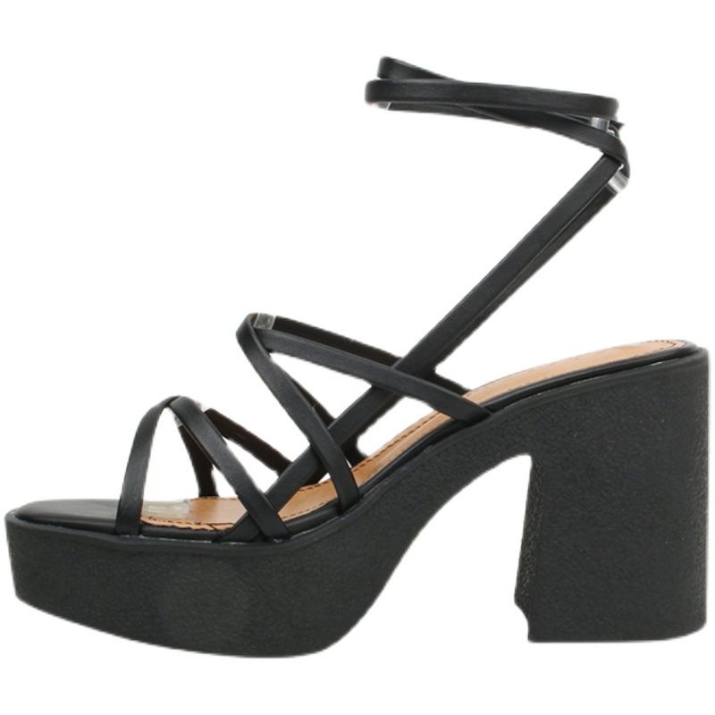 Giày Sandal Hở Ngón Đế Xuồng Dày Quai Chéo Phong Cách Hàn Quốc Mùa Hè Mới Cho Nữ