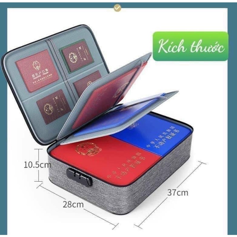 Túi đựng tài liệu khổ A4 3 ngăn bằng vải có khoá số bảo mật
