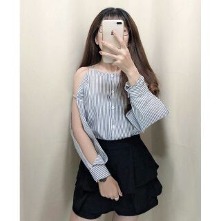 Sơ mi cut out rớt vai dễ thương [CÓ SẴN]