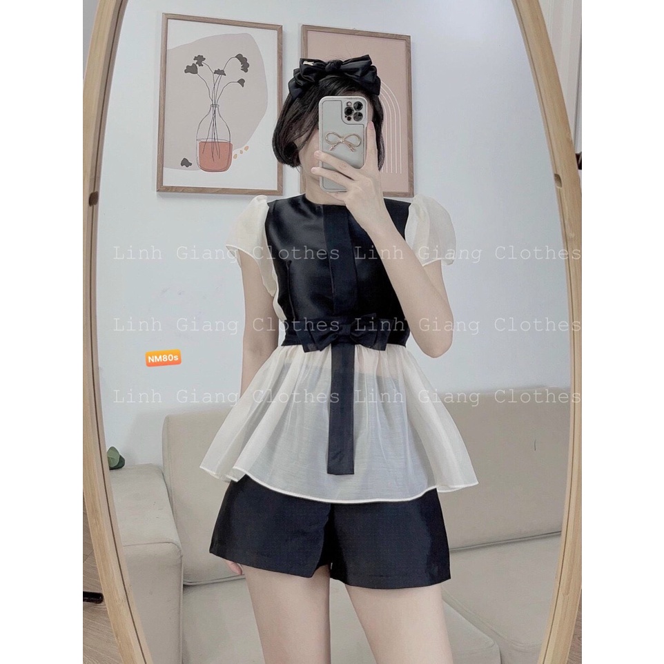 Aó lụa tác ta đai nơ eo phối somi thiết kế sanh chảnh nơ đen định hình V2-Minxy shop | BigBuy360 - bigbuy360.vn