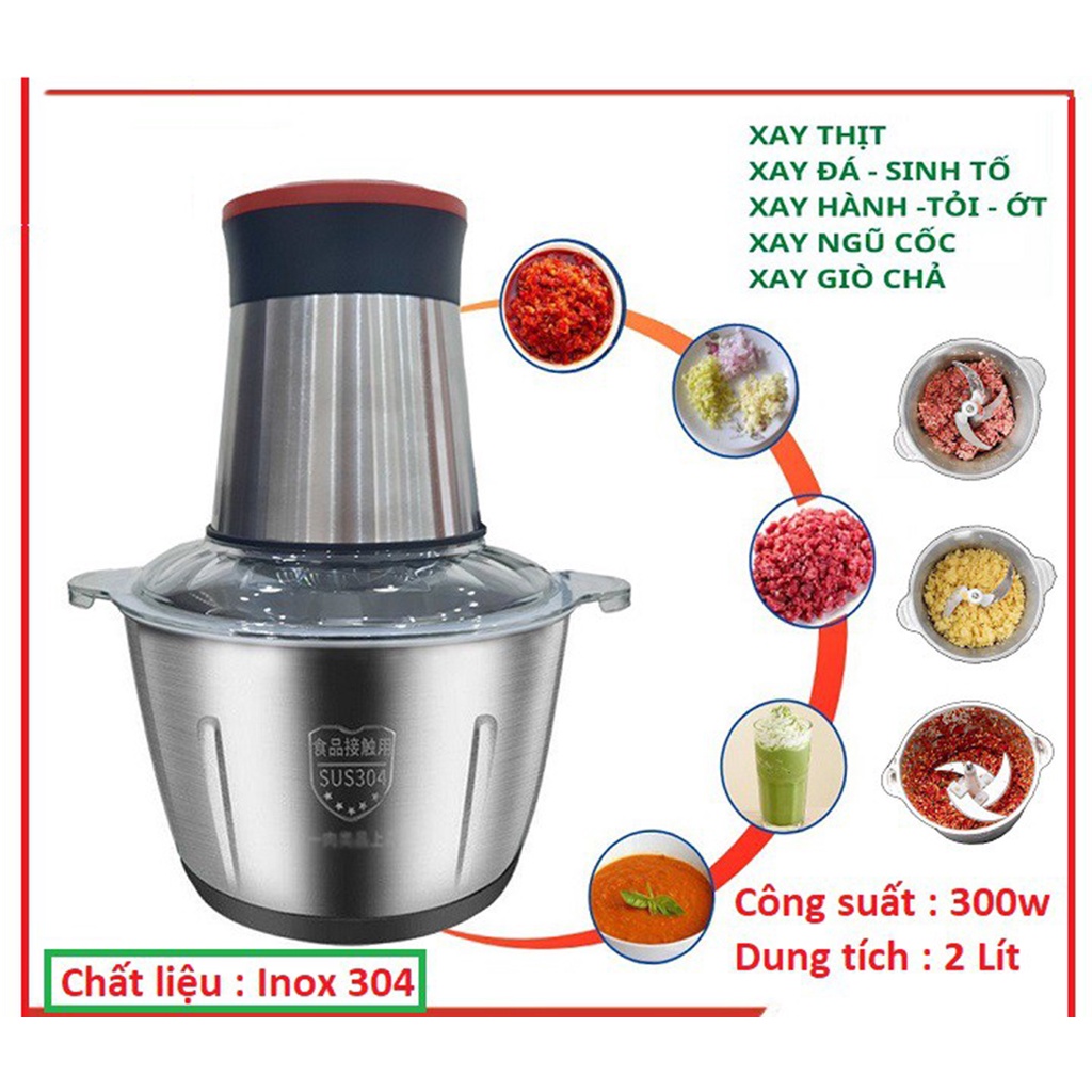 (𝗚𝗶𝗮́ 𝗦𝗶̉) Máy Xay Thịt, Rau Củ Đa Năng Cối Inox 304 Công Suất Cực Mạnh