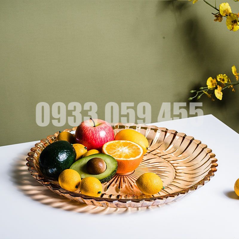 Đĩa trái cây thủy tinh cao cấp đựng bánh kẹo hình Tia, khay dĩa để hoa quả sang trọng