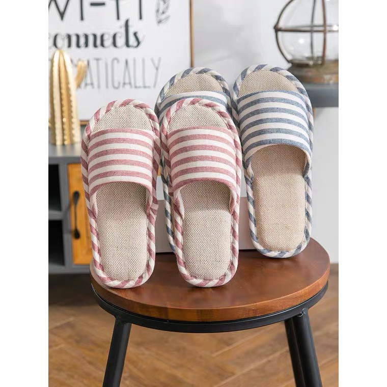 Dép lê nữ nam đi trong nhà phong cách Hàn Quốc, Dép văn phòng đế xốp siêu nhẹ, vải bố, siêu êm chống trơn trượt 1809