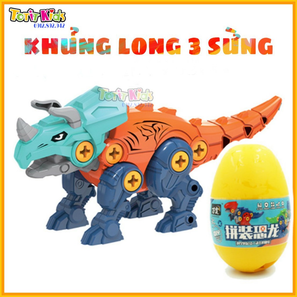 ĐỒ CHƠI TRỨNG KHỦNG LONG CỠ TO 19CM, THÁO LẮP BẰNG TUA VIT