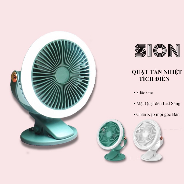 [Mã ELHA22 giảm 5% đơn 300K] QUẠT TÍCH ĐIỆN MINI KẸP BÀN - CÓ ĐÈN LED