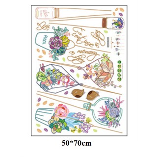 Decal dán tường giỏ hoa treo đẹp