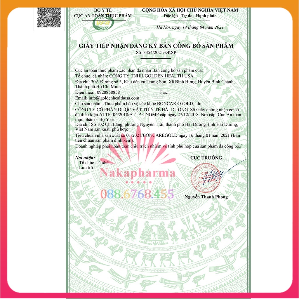 Siro Boncare Gold Golden Health USA – Bổ sung canxi, ngừa loãng xương, còi xương, thấp còi, suy dinh dưỡng - Bonecare