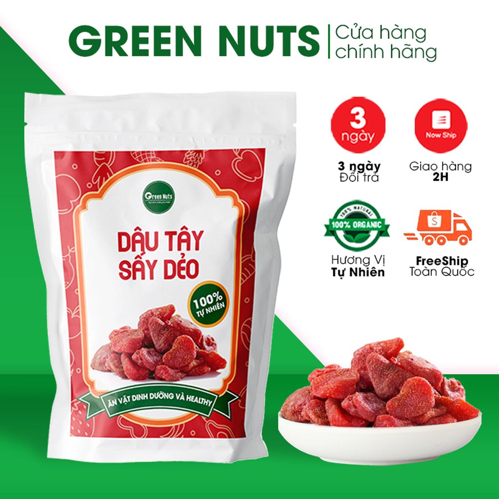 Dâu Tây Sấy Dẻo ĐÀ LẠT, hoa quả sấy khô trái cây ăn kiêng giảm cân ăn vặt mẹ bầu không đường giữ nguyên hương vị.