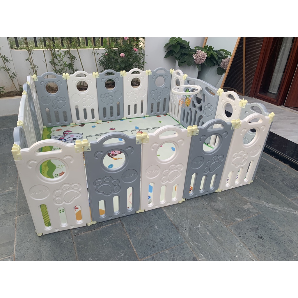 Quây Cũi Nhựa Nguyên Sinh Không Mùi - Tặng Kèm Bóng Và Thảm