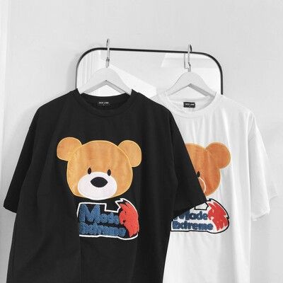 Áo phông Oversize Thêu Extreme Bear, JACKLANE, Áo phông cộc tay Unisex Jack Lane