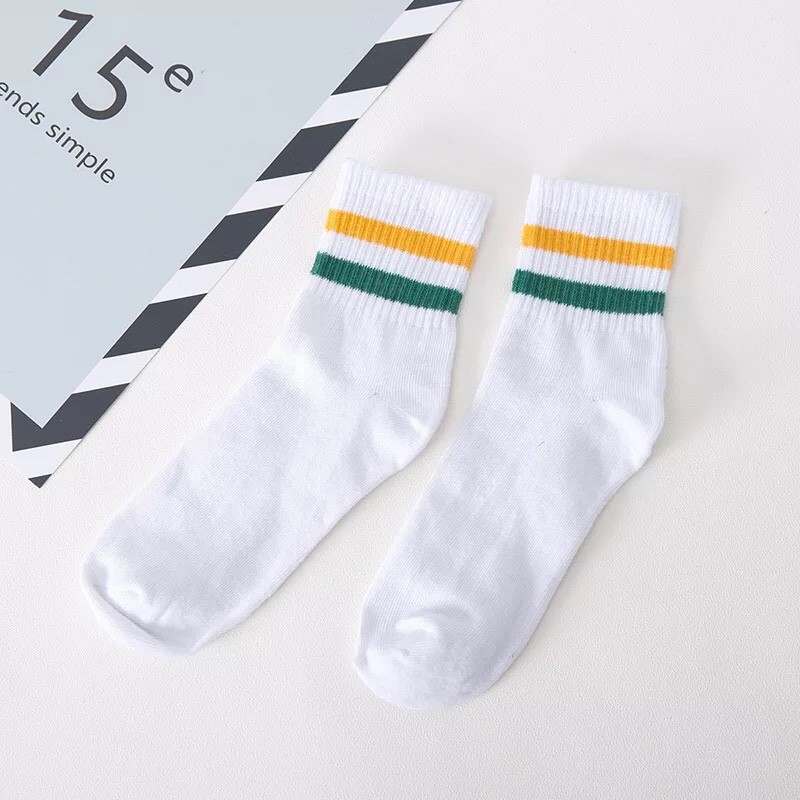 Tất cổ cao Bivota vớ unisex sọc ngang cao cổ Vintage Hàn Quốc T57