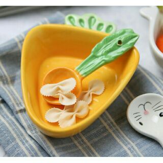 Bát Thìa Sứ Thỏ Carot Cho Bé