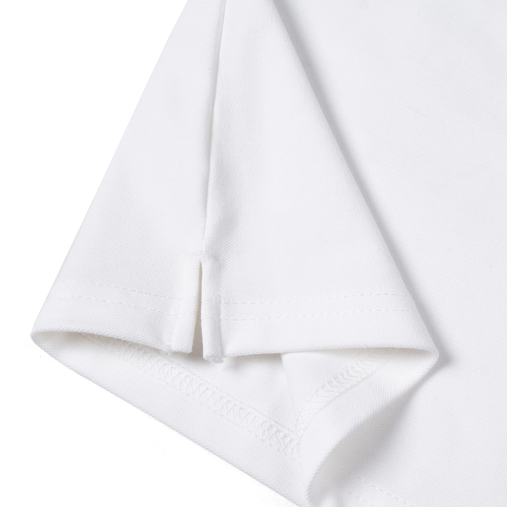 Áo Polo nam có cổ DASA LEEVUS màu trắng, thêu logo, vải CVC cá sấu, form regular APL23
