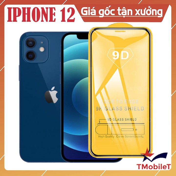 Kính Cường Lực Apple iPhone 12 9D Full Keo Full Màn - Miếng Dán Màn HÌnh Cao Cấp - Màu Đen