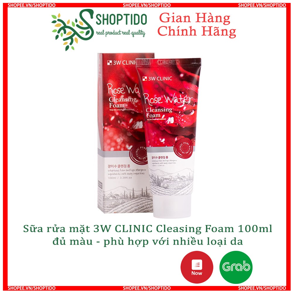 Sữa rửa mặt 3W CLINIC Foam Cleansing chiết xuất thành phần tự nhiên 100ML, Hàn Quốc NPP Shoptido