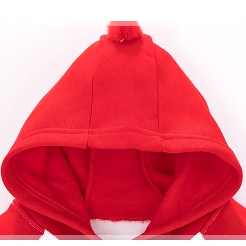Mã C0363 áo hoodie có mũ đỏ họa tiết chú hề vui tươi cho bé