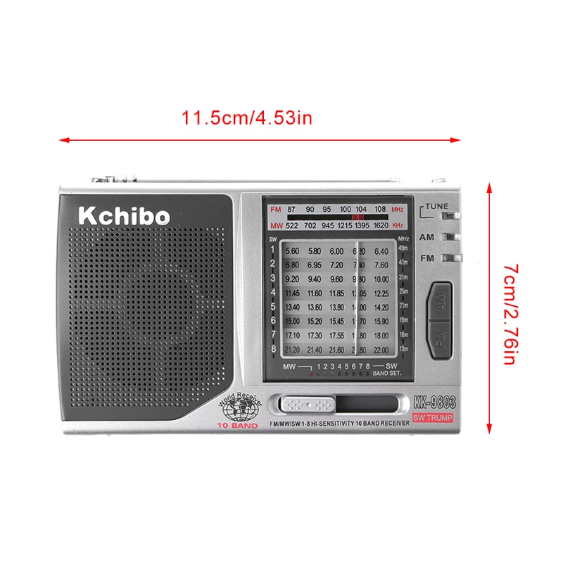 Thiết Bị Nhận Tín Hiệu Radio zzz KK-9803 FM / MW / SW1-8 Full 10
