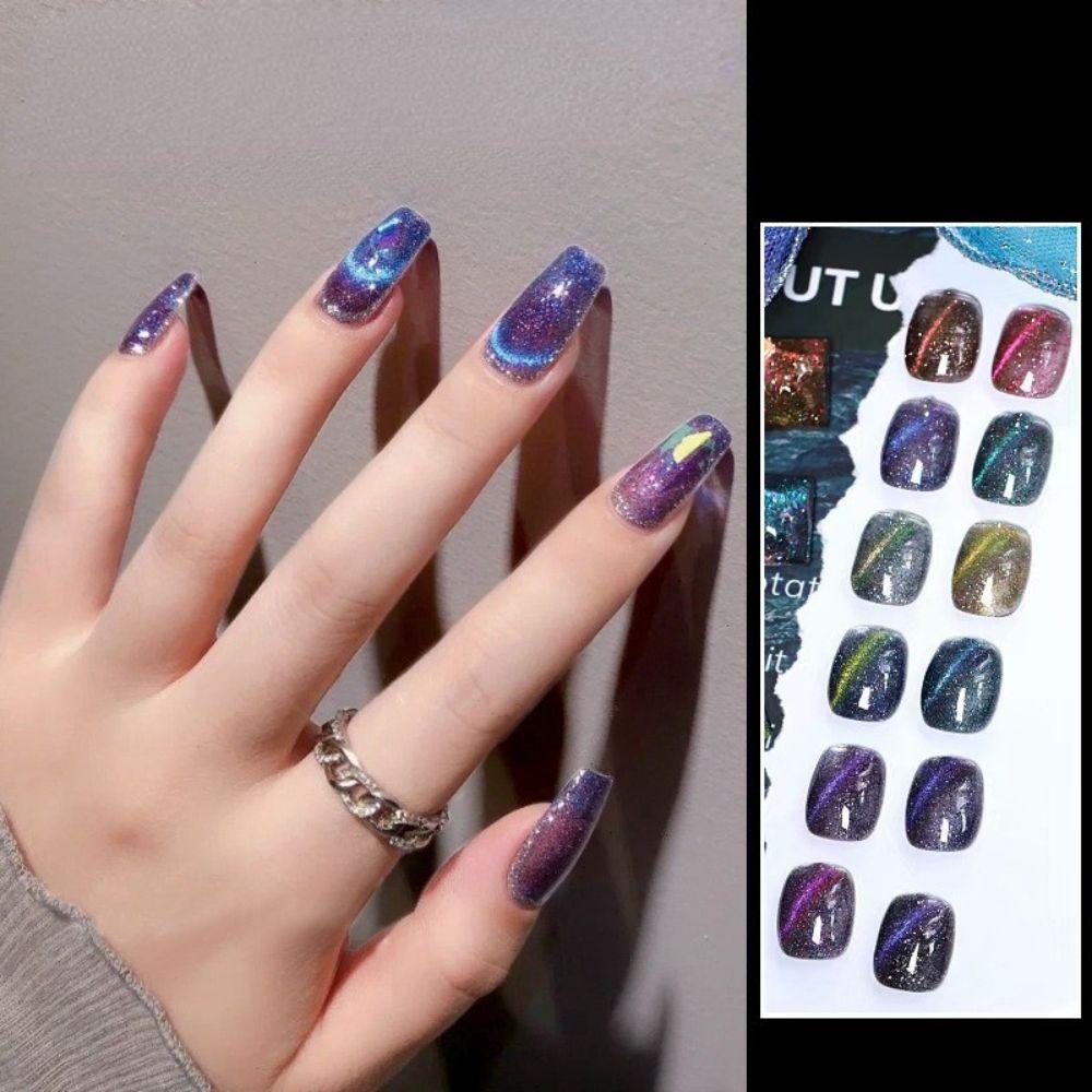 QQMALL Gel Kim Tuyến Màu Cầu Vồng Trang Trí Móng Tay Không Gây Kích Ứng