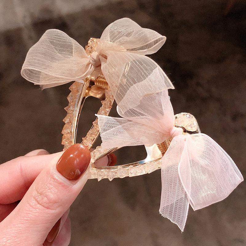 Kẹp tóc nơ đính đá thời trang nữ