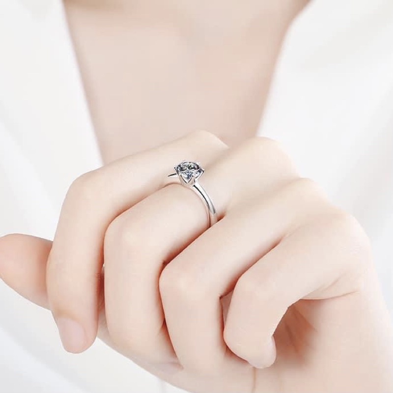 Nhẫn nữ Bạc ta đính đá sáng bóng , siêu đẹp - Vành Bạc Khải Khải