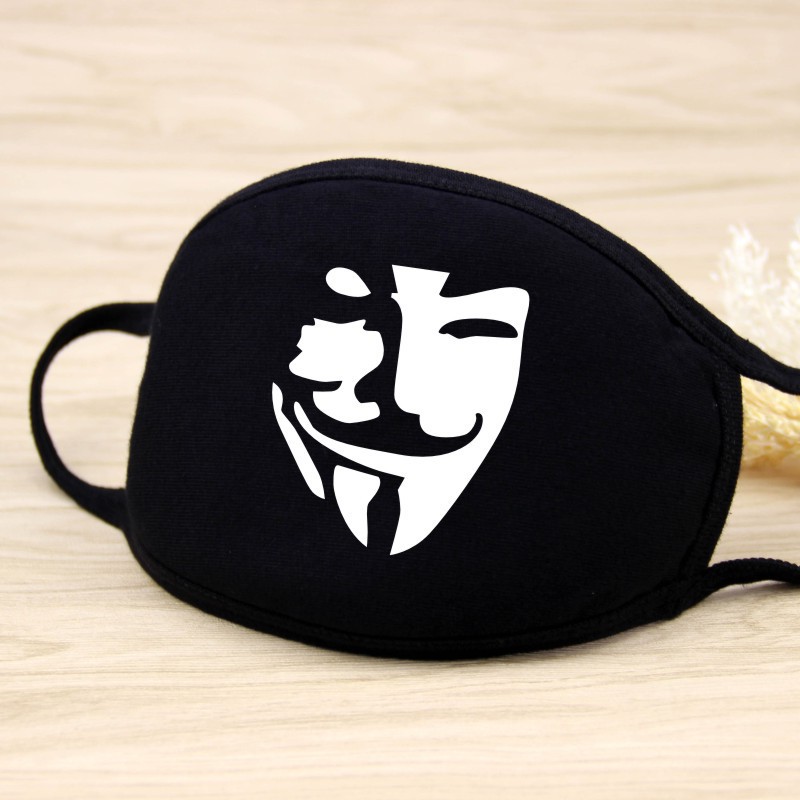 Khẩu trang in hình hacker anonymous màu đen vải cotton chống bụi độc đáo Anime/Manga thiết kế sáng tạo | BigBuy360 - bigbuy360.vn
