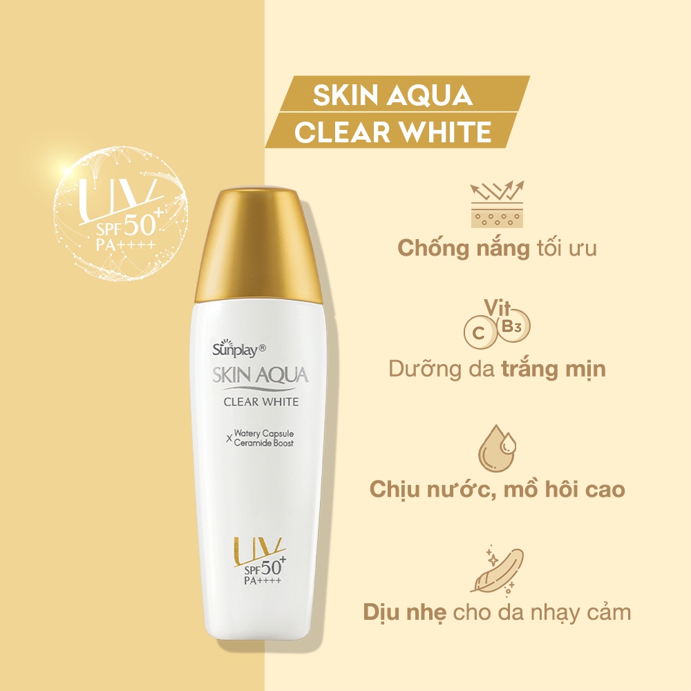 Sữa Chống Nắng Trắng Da Trắng Mịn  Cho Da Dầu SUNPLAY Skin Aqua Clear White SPF50+ PA++++