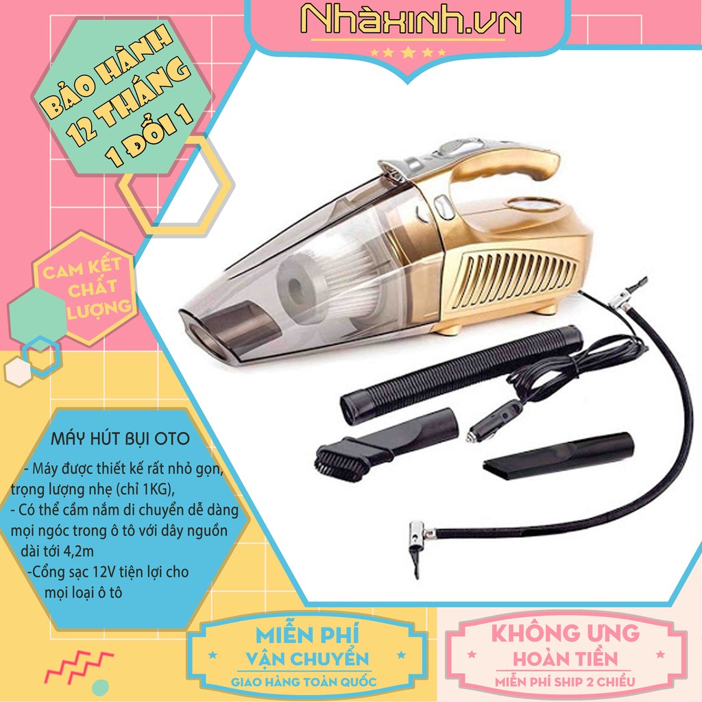 [Mã ELMS5 giảm 7% đơn 300K] [Hàng Chính Hãng] Máy hút bụi oto mini cầm tay VACUUM CLEANER cao cấp - Bảo Hành 12 Tháng