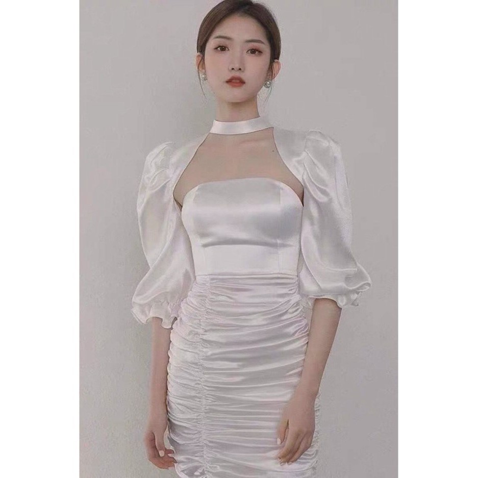 Đầm dự tiệc ôm body nhún tay phồng Evia Dress